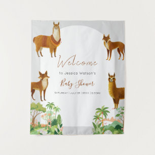 Oh Baby Vintage Desert Lama Coyoute Baby Shower Tapestry