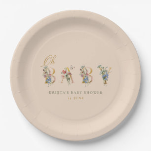 Oh Baby Vintage Wildflower Fall Baby Shower Paper Plate