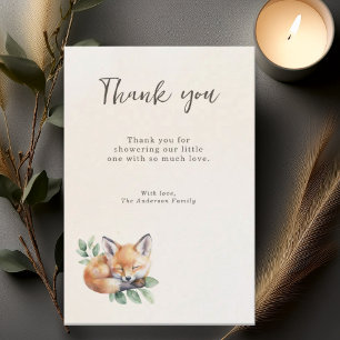 Oh Baby Warm Beige Woodland Fox Thank You Card