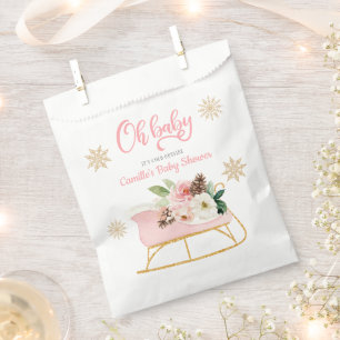 Oh Baby Winter Pink Girl Baby Shower Favour Bag