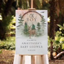 Oh Baby Woodland Watercolor Rustic Welcome Sign