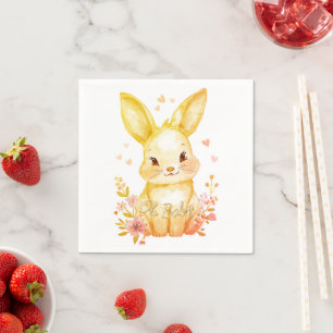 Oh Baby, Yellow Bunny Pastel Shower Party Napkin