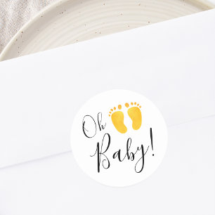 Oh Baby Yellow Feet Classic Round Sticker