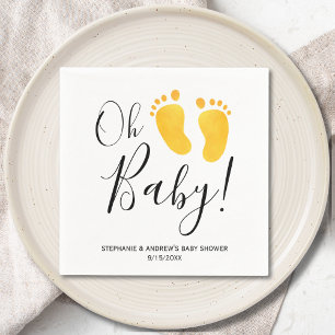 Oh Baby Yelow Feet Baby Shower Napkin