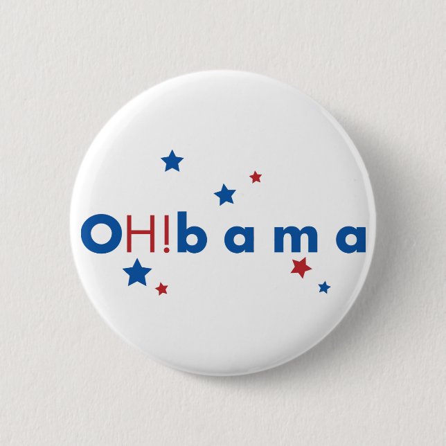 OH!bama - Blue & Red Stars 2 Inch Round Button (Front)