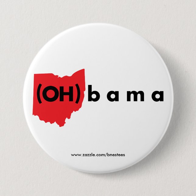(OH)bama - Red and Black 3 Inch Round Button (Front)