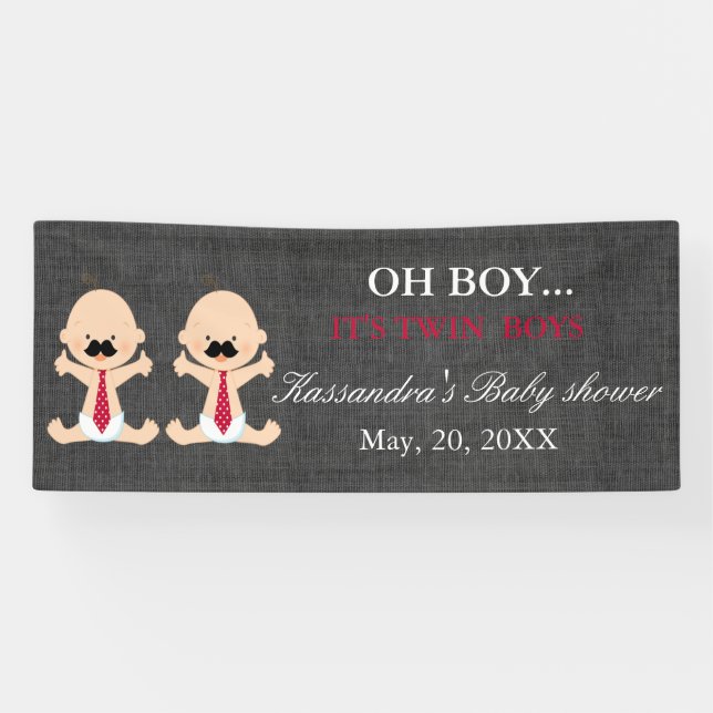 OH ! Bannière jumelle de douche de bébés de (Horizontal)