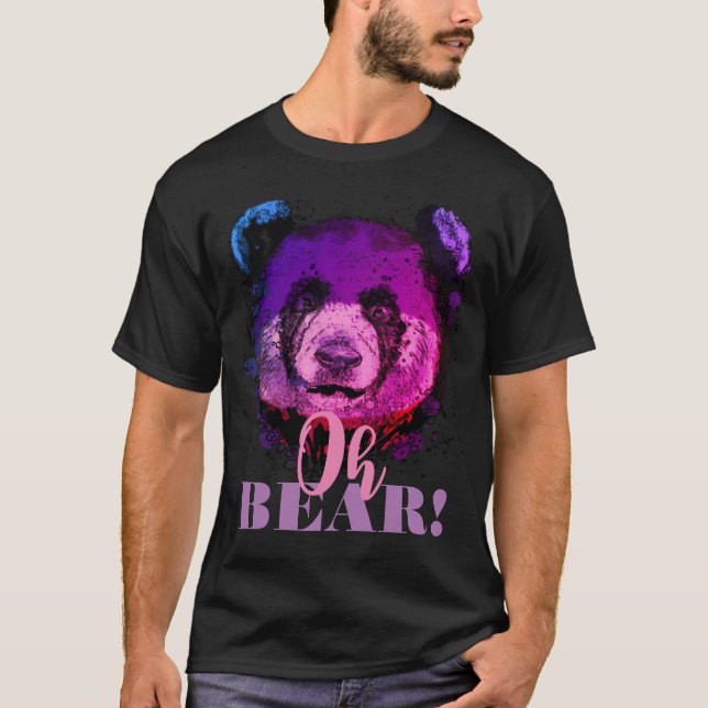 "OH BEAR" | Funny Cool Purple Panda T-Shirt (Front)