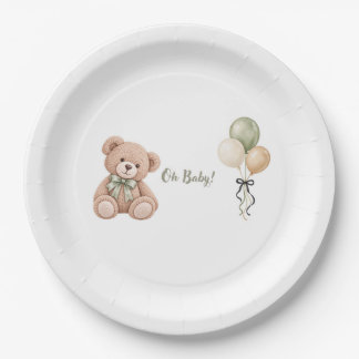 Oh Bébé ! Assiettes en Papier Fête Bébé Ours en Pe