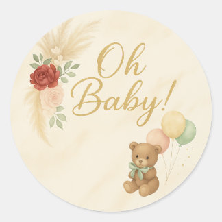 Oh Bébé ! Autocollant pour Baby Shower Teddy Bear