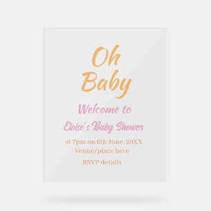 OH BÉBÉ BABY SHOWER ORANGE VIOLET SIMPLE MINIMAL
