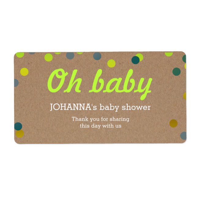 Oh Bébé Confetti Kraft Papier Bouteille d'eau Favo (Devant)