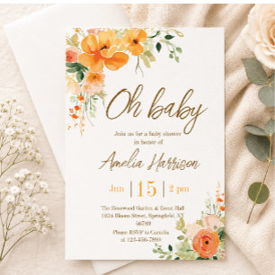 Oh Bébé! Élégante invitation à la baby shower flor