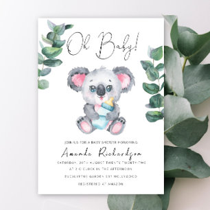 Oh Bébé ! Invitation à la baby shower ourson koala