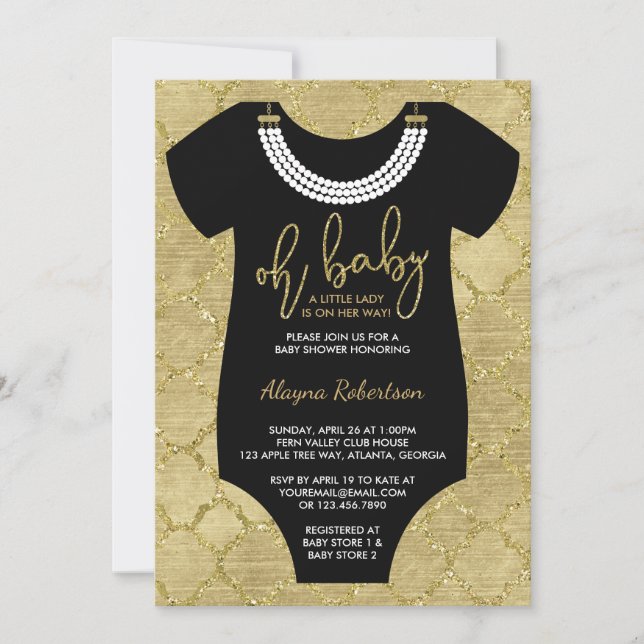 Oh bébé, Invitation Baby shower de la petite dame, (Devant)