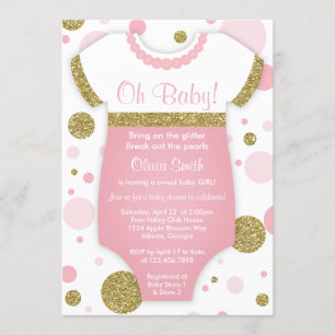 Oh bébé, invitation de baby shower, or de Faux