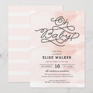 Oh bébé, invitation rose douce de baby shower