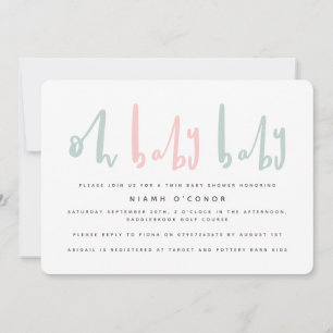 Oh bébé jumeau baby shower invitation