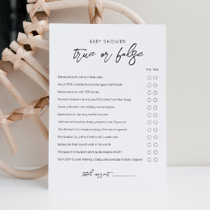 Oh Bébé Vrai ou Faux Carte de jeu pour Baby Shower