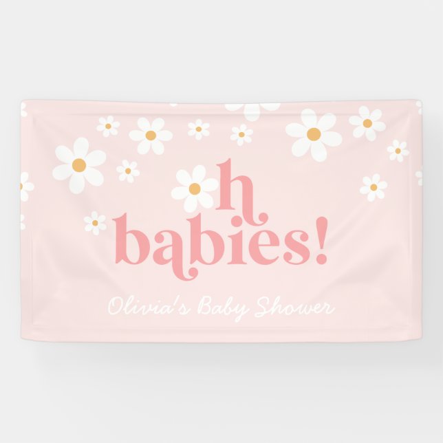 oh Bébés ! Bannière de Baby shower rose de la marg (Horizontal)