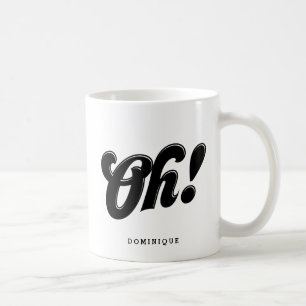 Oh! Black Retro Script Typography Personalized Coffee Mug