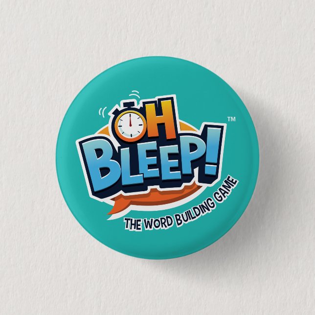 Oh Bleep! Button 1.25" Turquoise (white stroke) (Front)