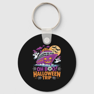Oh Boo Halloween Trip Ghost Ts Ship Spooky Travel  Keychain