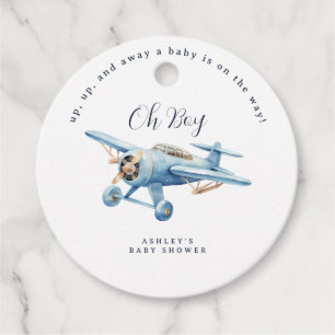 Oh Boy! Adventure Awaits Airplane Boy Baby Shower Favour Tags