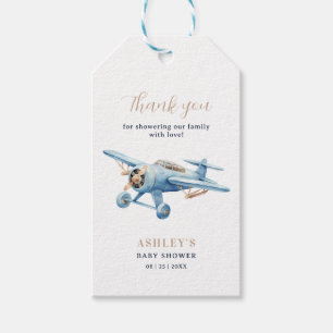 Oh Boy! Adventure Awaits Airplane Boy Baby Shower Gift Tags