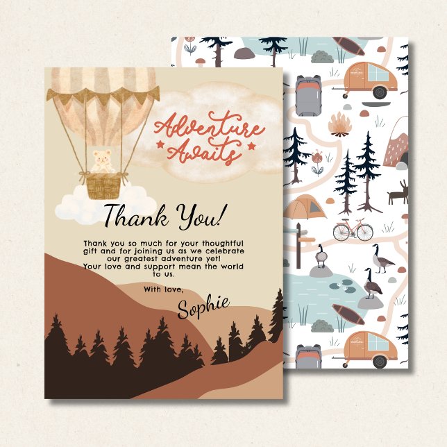 Oh Boy, Adventure Awaits, Hot Air Balloon  Thank You Card (Creator Uploaded)