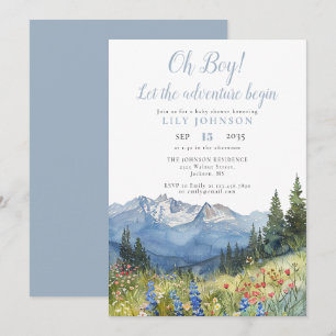 Oh Boy Adventure Begin Mountain Baby Shower Invita Invitation