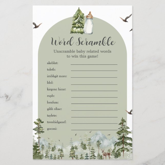 Oh Boy Adventure Pine Forest Word Scramble Game (Front)