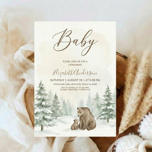 Oh Boy Adventure Woodland Bear Baby Shower Invitation