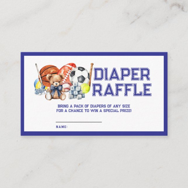 Oh Boy ALL STAR SPORT Baby Shower Diaper Raffle Enclosure Card (Front)