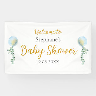 Oh Boy Baby Blue Balloon Eucalyptus Banner