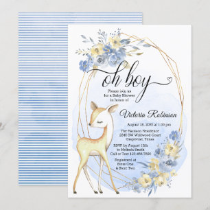 Oh Boy Baby Boy Deer Baby Shower Invitation