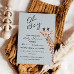 Oh Boy Baby Giraffe Baby Shower  Invitation<br><div class="desc">Cute little baby giraffe "Oh Boy" baby shower invitation.</div>