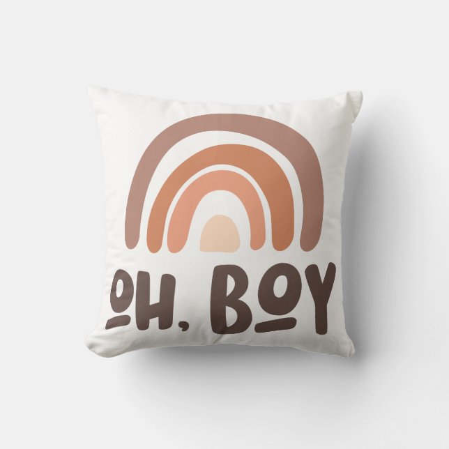 Oh Boy Baby Rainbow Throw Pillow (Front)