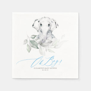 Oh Boy Baby Shower Elephant Greenery Napkin