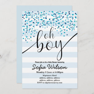 oh boy baby shower, invitation