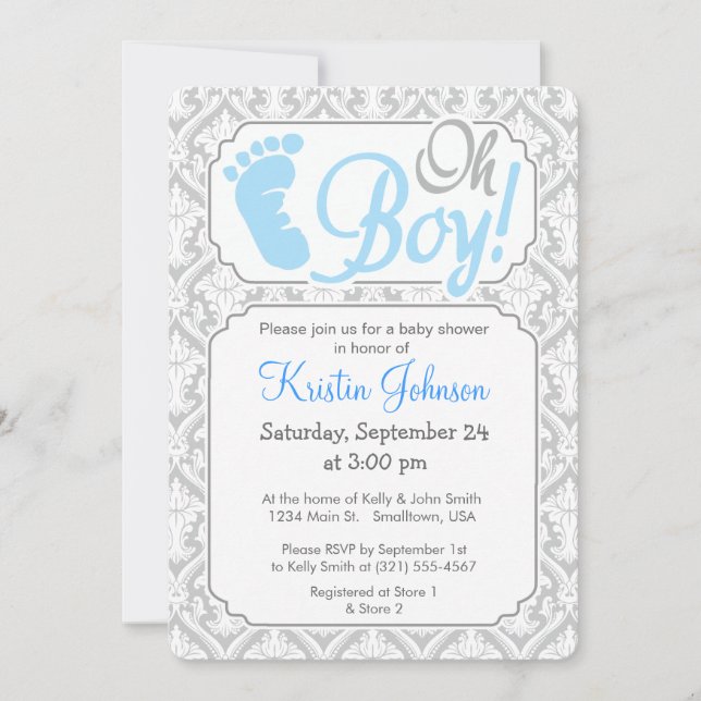 Oh Boy!  Baby Shower Invitation (Front)