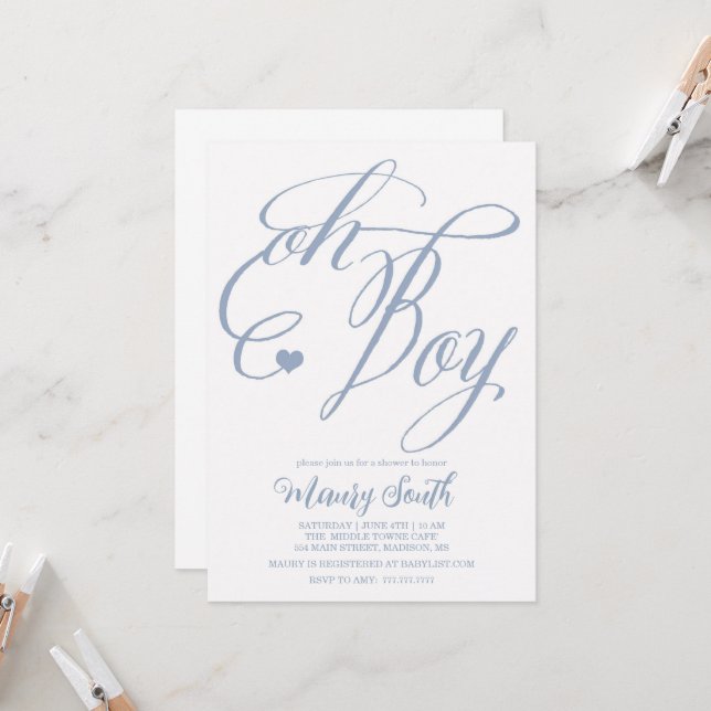 OH BOY Baby shower Invitation (Front/Back In Situ)