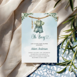 Oh Boy Baby Shower Invite – Watercolor Boy Outfit