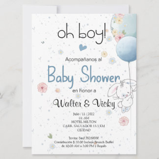 Oh boy! baby shower lindo conejito invitation