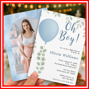 Oh Boy Baby Shower   Modern Invitation
