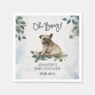 Oh Boy ! Baby Shower Pug Puppy Napkins
