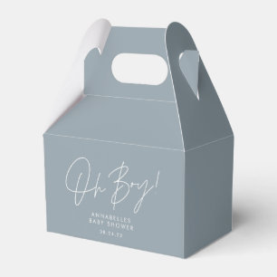 oh boy Baby shower script blue elegant  Favor Box