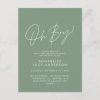oh boy Baby shower script modern green elegant 
