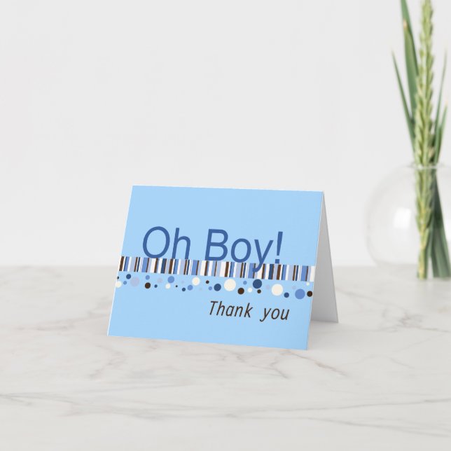Oh Boy Baby Shower Thank You Card (Front)