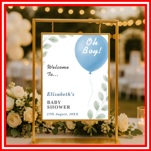 Oh Boy Baby Shower Welcome Sign